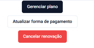 Gerenciar plano, com Atualizar forma de pagamento e Cancelar renovação
