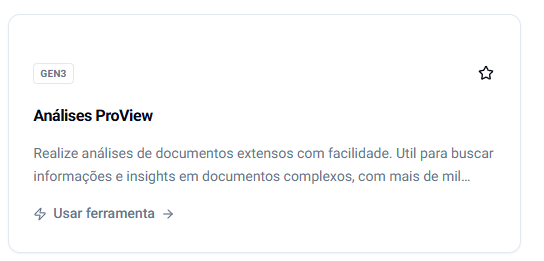 Card da ferramenta Análises ProView